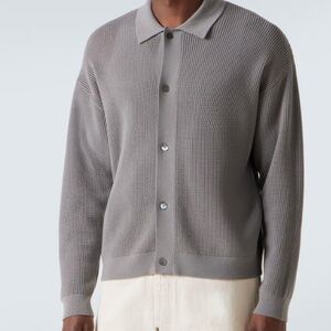 Frame Open Knit Cardigan Mens Medium Cloud Gray Wool Blend
